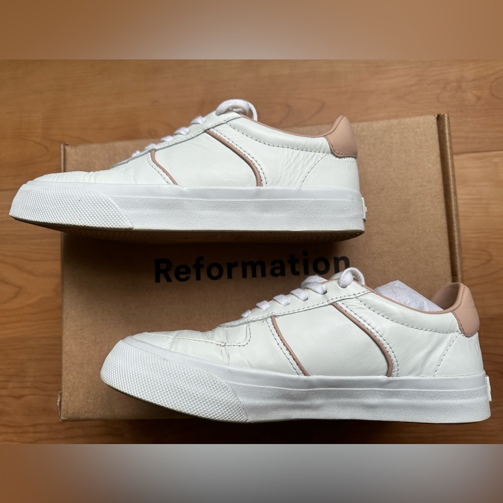 Reformation The Harlow Sneaker, White/Serenade, Size 6 - Picture 8 of 10